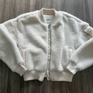 A&F Sherpa faux fur bomber jacket